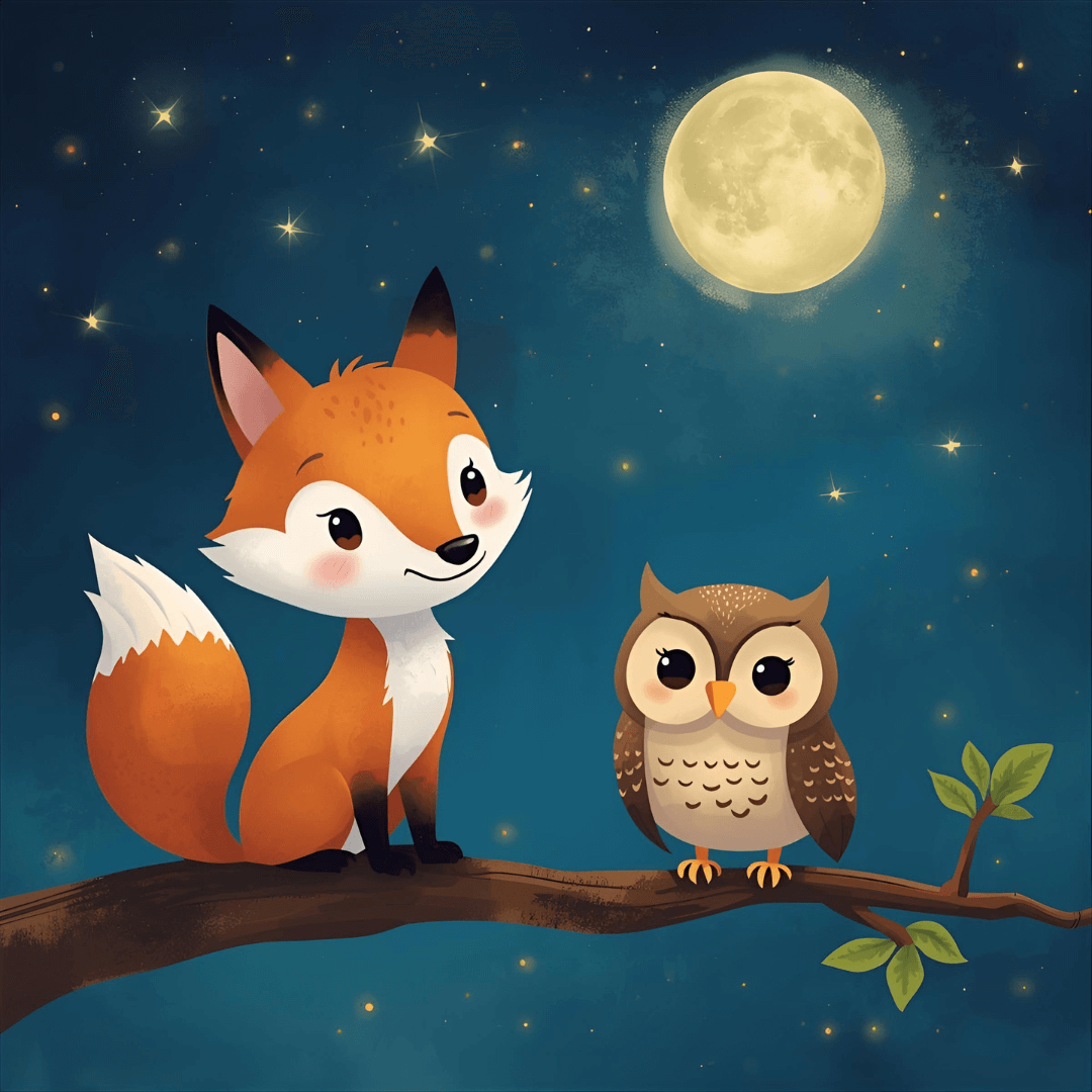 Gute Nacht Geschichte Fuchs und Eule