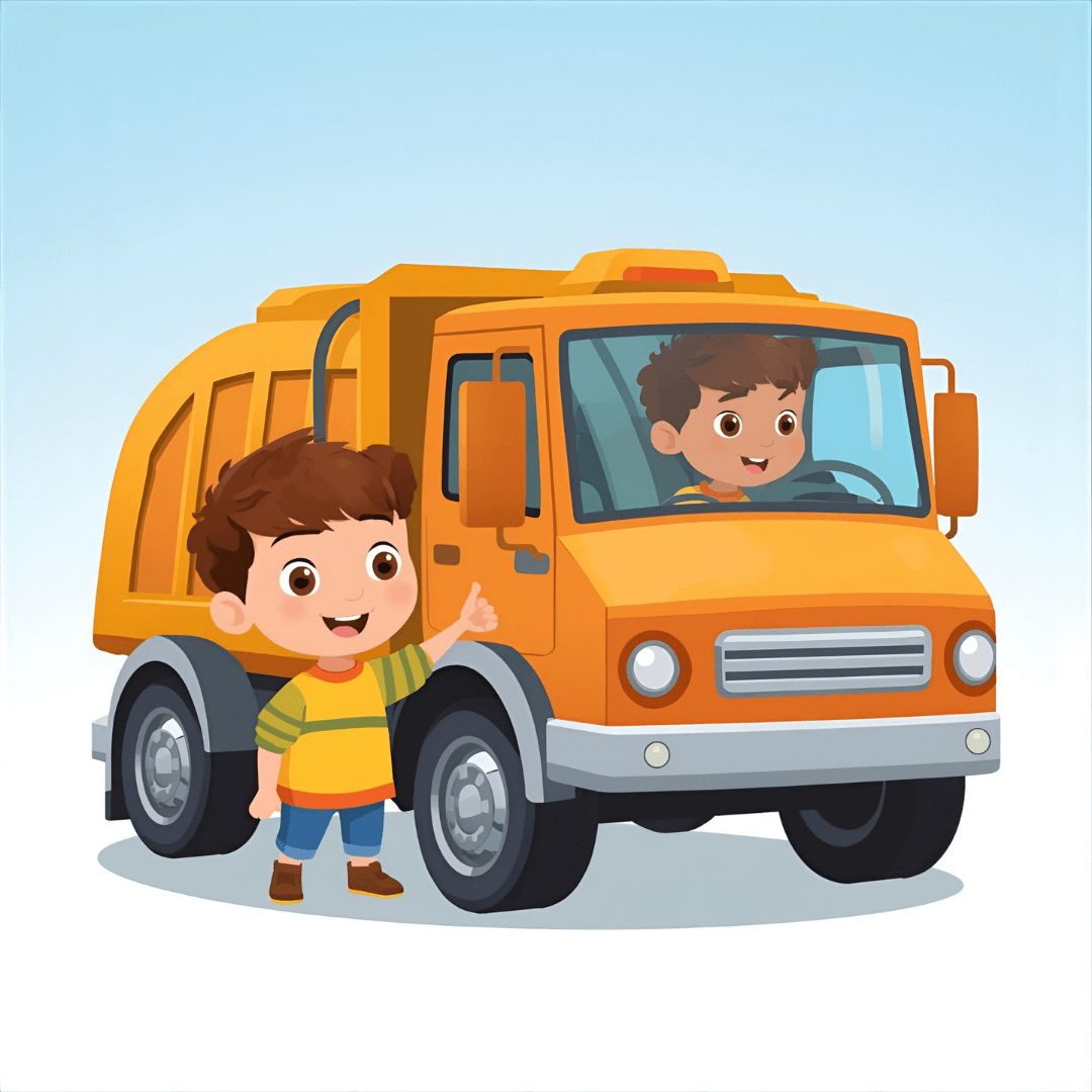 Kindergeschichte Müllauto und Junge