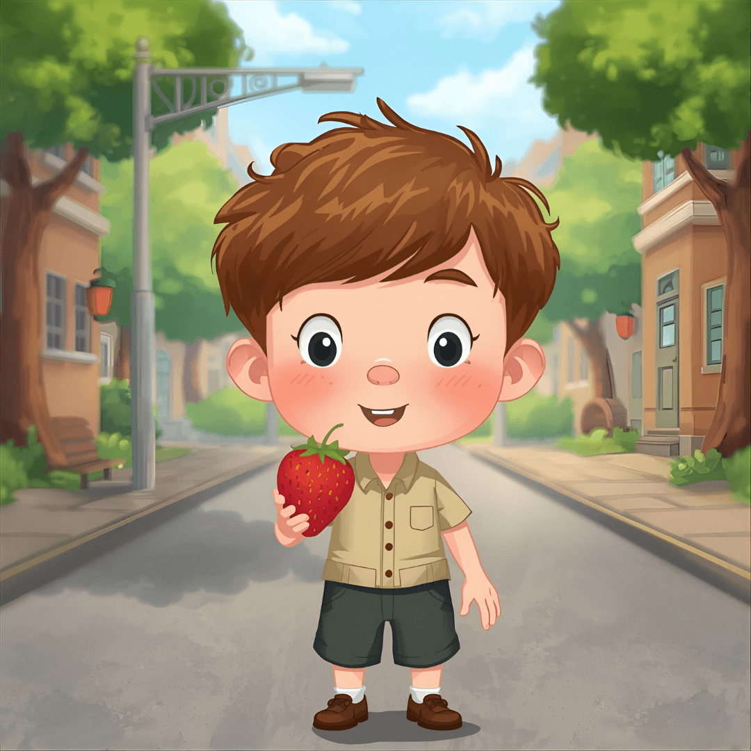 Kindergeschichte Junge und Erdbeere