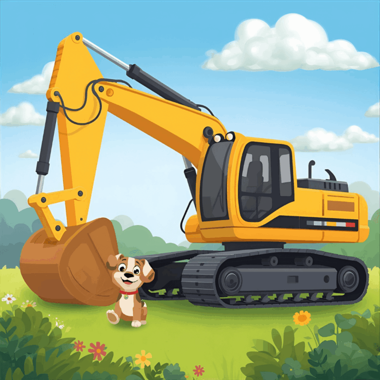 Kindergeschichte Bagger und Hund