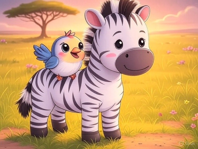 Kindergeschichte Freundschaft Vogel und Zebra