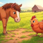 Kindergeschichte Bauernhof Pferd und Huhn