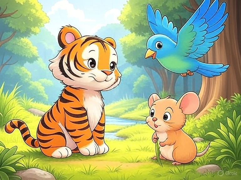 Kindergeschichte Mut Maus, Tier und Vogel