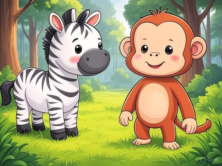 Kindergeschichte Freundschaft Affe und Zebra