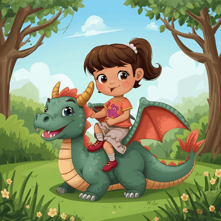 Kindergeschichte Mut Drache und Mädchen