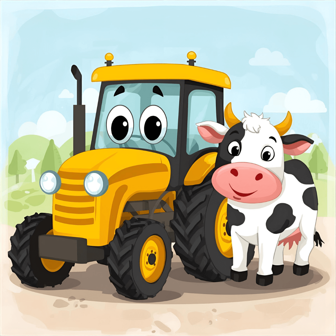 Kindergeschichte Traktor und Kuh