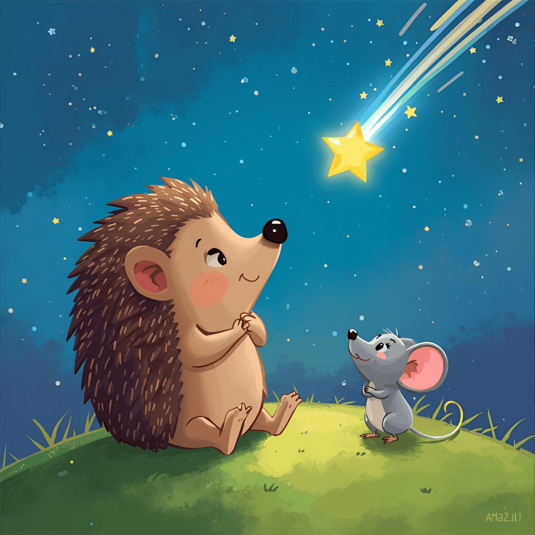 Kindergeschichte Igel und Maus mit Sternschnuppe