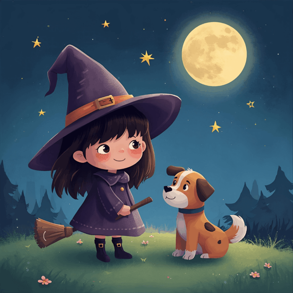 Kindergeschichte Hexe Halloween Hund