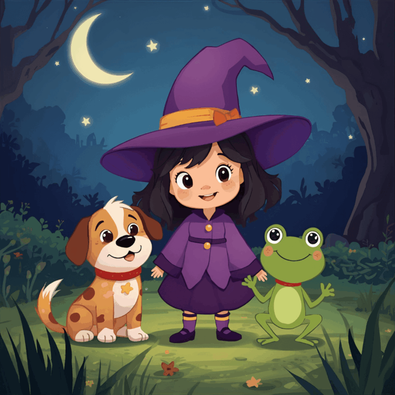 Kindergeschichte Hexe Halloween Frosch und Hund