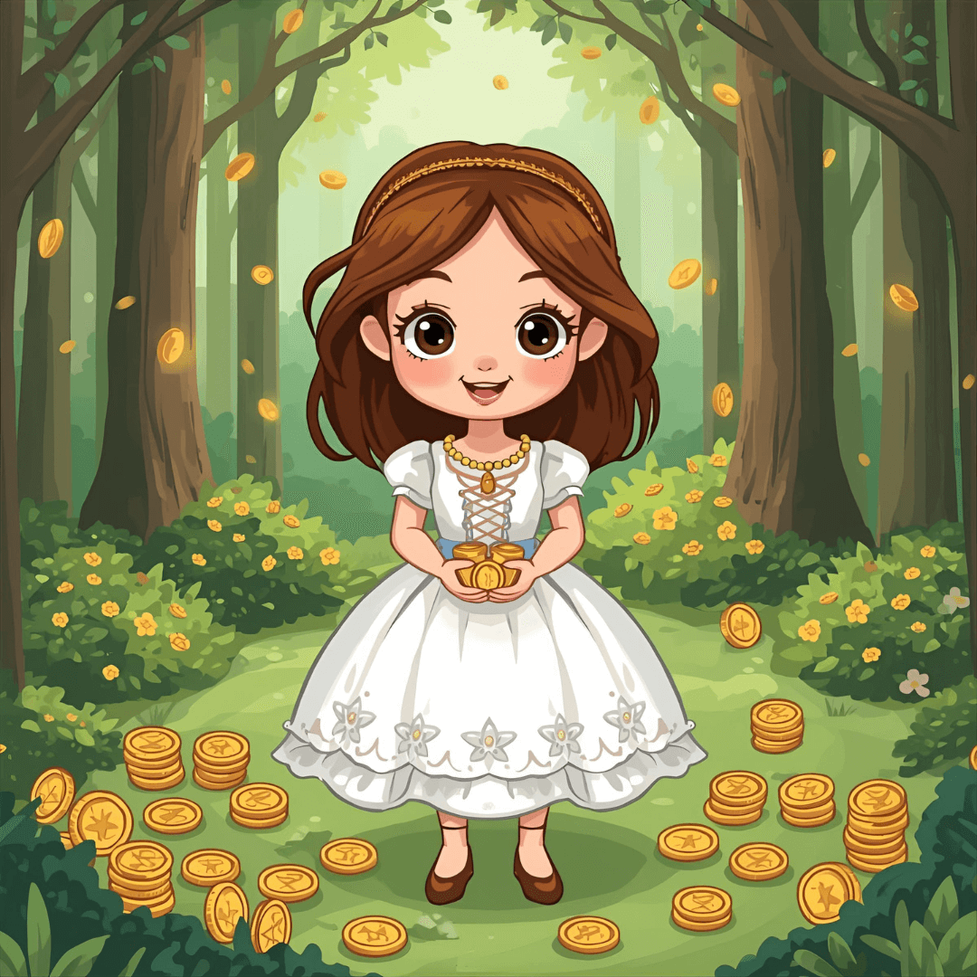 Märchen Die Sterntaler Mädchen mit Gold