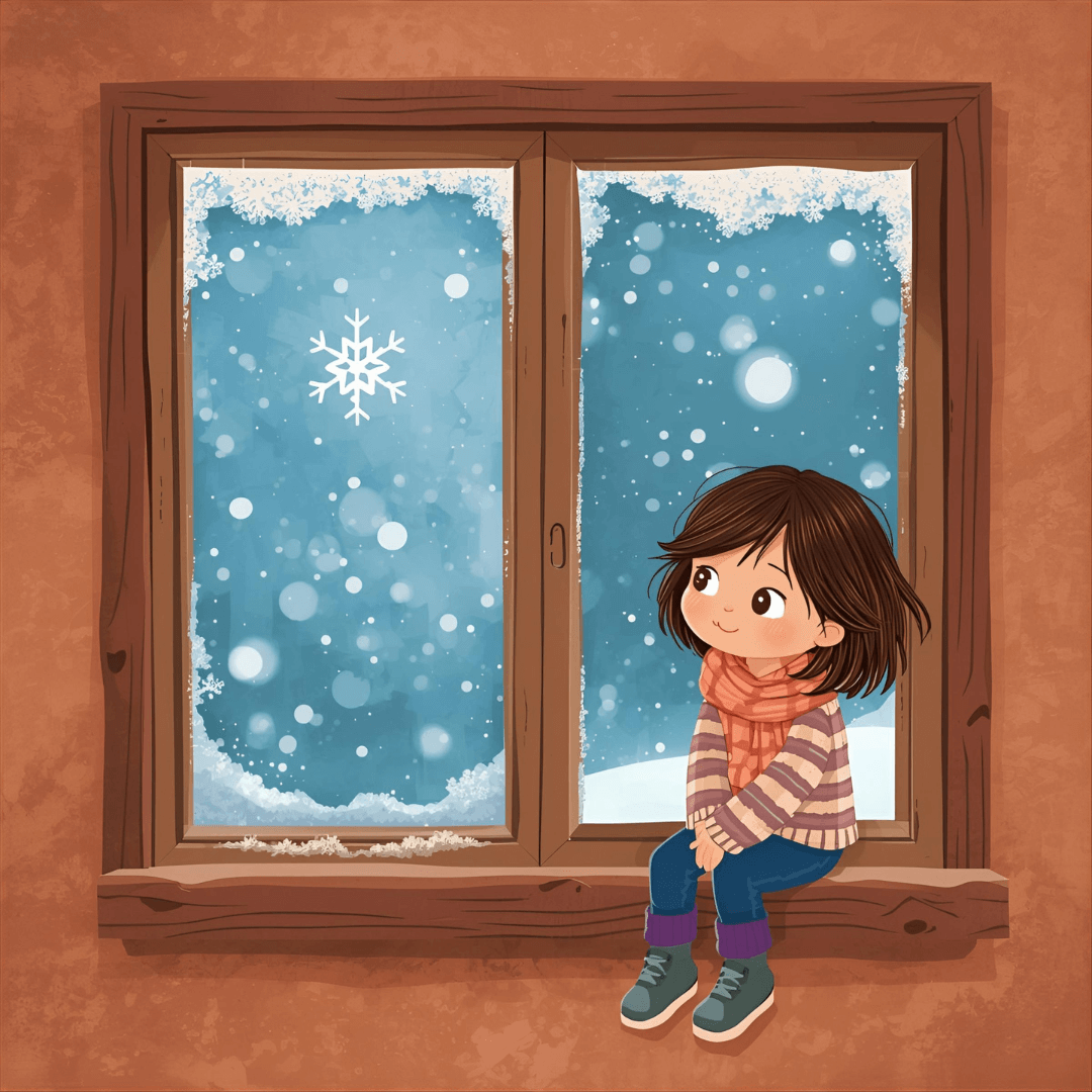 Weihnachtsgeschichte für Kinder Mädchen am Fenster