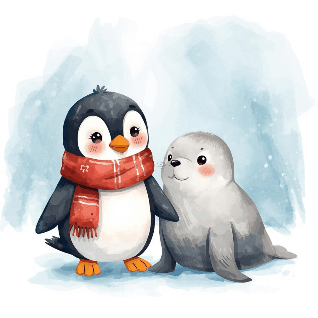 Weihnachtsgeschichte für Kinder Pinguin und Robbe