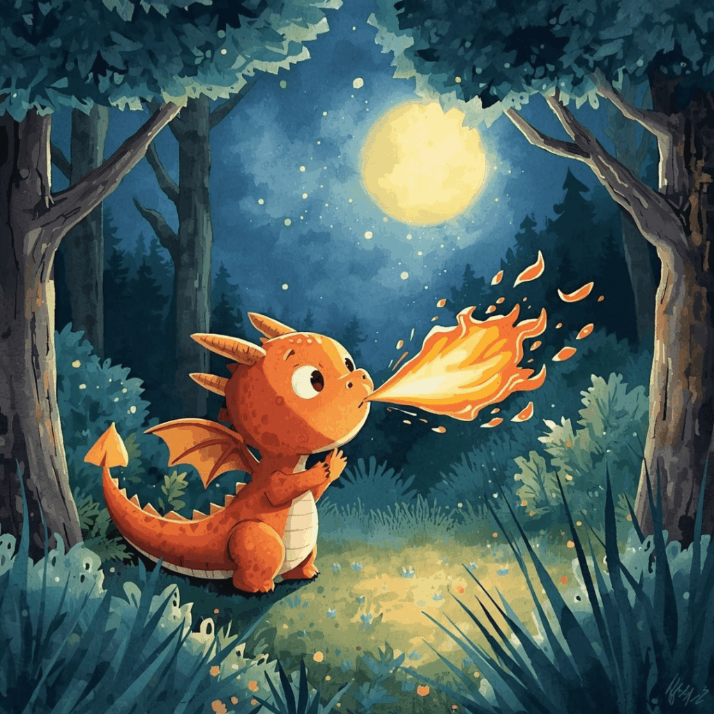 Mutgeschichte für Kinder Drache spuckt Feuer