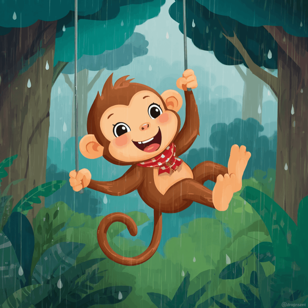 Kindergeschichte Gewitter Affe im Wald