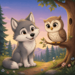 Kindergeschichte Freundschaft für Kinder Wolf und Eule