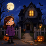 Halloweengeschichte Kinder verlassenes Haus und Mädchen